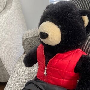 Vintage Build-A-Bear Black Bear with Red Vest